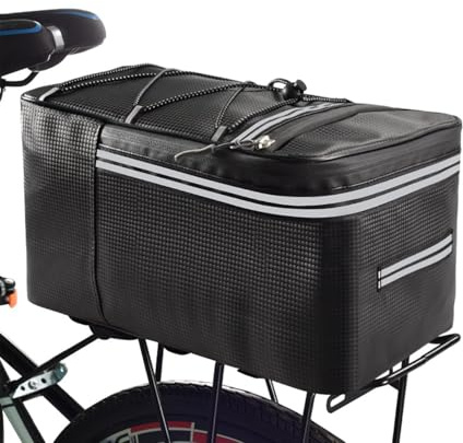 Fahrradtasche für Gepäckträger, 2 IN 1 Gepäckträgertasche mit Tragegriff und Regenschutzhaube, Wasserdicht Reflektierend Fahrrad Taschen Hinten, Multifunktionale Fahrradtasche als Handtasche (12L)