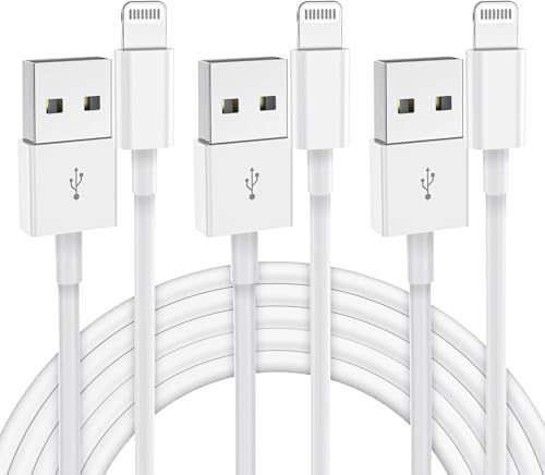 3Pack for iPhone Charger Cable 2m, MFi Certified Fast Charging Cable, for Lightning to USB Cable Lead Wire for Apple iPhone 14 13 12 11 Pro Max XR XS 8 7 6 5 SE, for iPad Mini Air (White)