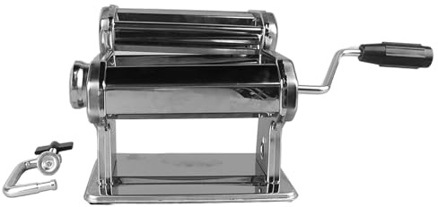 Ailgely Adjustable Spacing Stainless Steel Noodle Maker Machine, Hand Crank Pasta Maker 7 Thickness Settings 0.5-2.5mm Sturdy Manual Noodle Machine with Dual Cutter Head Attachment for