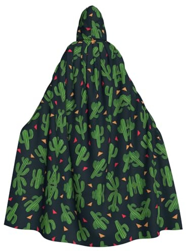 POEZJZW Poncho mit Kaktus-Kunst-Muster, Halloween-Kapuzenumhang für Damen und Herren, Halloween, Verkleidungsparty, Cosplay-Kostüme