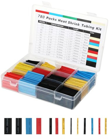 Termoretractil para Cables, Empalmes Cables Electricos, 780 PCS Tubo Termoretractil, 2:1, Para la Conexión, Impermeabilización e Aislamiento de Cables en Uso Doméstico o Industrial
