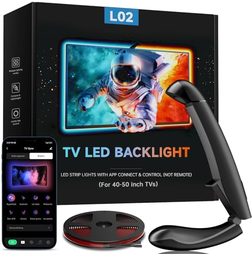 TV Hintergrundbeleuchtung, 3,5 Meter LED Streifen Sync für 40-50 Zoll TVs | TV LED Strip mit Sensor, Smart-App-Steuerung, Spiel & Musik-Sync, RGB-Farbwechsel Streifen für Heimkino