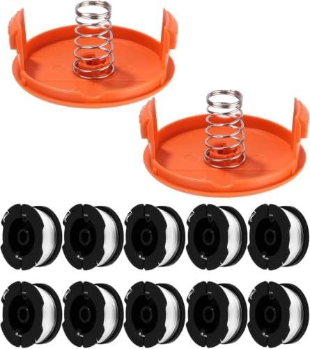 14 Stück Rasentrimmer Spule Für Black Decker Rasentrimmer | A6481 A6485 Trimmer Fadenspule Für Black und Decker Rasentrimmer, Trimmer Spule AF100 (10 Ersatzspulen + 2 Kappe + 2 Feder)