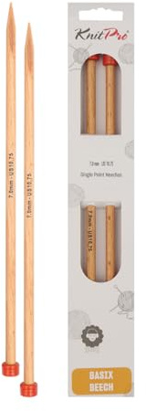 KnitPro Basix Beech Single Pointed Needles 12 (30cm) | 7.00mm