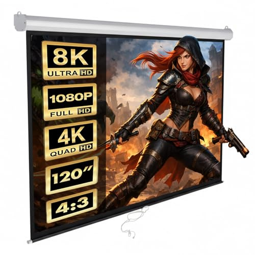 Maclean MC-591 Leinwand 304,8 cm (120 Zoll) Heimkino Beamerleinwand Video 4:3 240 x 180 cm 160° Betrachtungswinkel
