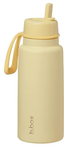b.box 1L Insulated Flip Top Drink Bottle, Triple Layer Stainless Steel, Keeps Drinks Cold up to 46 Hours, Leak-Proof Lid, Stainless Steel Straw, Durable Carry Handle, Dishwasher Safe, 33.8 oz