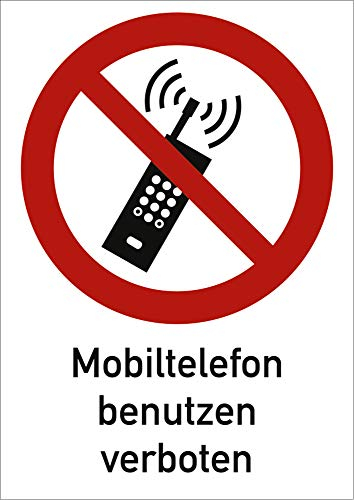Aufkleber Kombischild Mobiltelefon benutzen verboten Folie 29,7 x 21cm