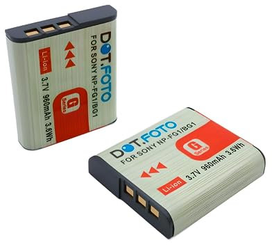 2 x Dot.Foto NP-BG1, NP-FG1 Premium 3.7v / 960mAh Batterie Rechargeable pour Sony DSC-H90 DSC-HX30V DSC-HX5V DSC-HX7V DSC-HX9V DSC-W150 DSC-W290 DSC-W230 DSC-W220 DSC-W200 DSC-W300 DSC-W50 DSC-W90