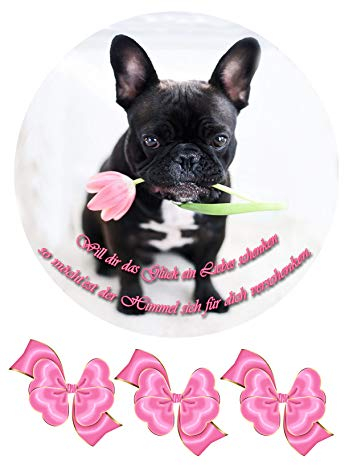 Hund mit Blume Tortenaufleger,Geburtstag,Tortendeko