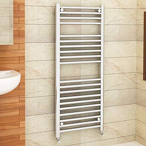1200 x 600mm (H x W) Bathroom Central Heating Straight Ladder Towel Rail Radiator - Chrome Finish