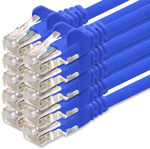 1aTTack.de 0,5m Cavo di Rete blu - 10x - Cat.6 Ethernet Gigabit Lan RJ45 10 100 1000 Mbit s - Cavo Patch UTP compatibile con Cat.5 Cat.5e Cat.7 Cat.8 - blu - 10x - 0,5m