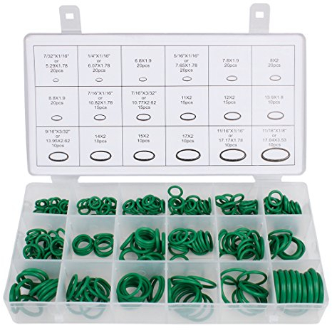 Larcele 18 Größen Gummi O Ringe Sortiment kit Dichtungen für Kfz-Klimaanlagen Kompressor,270 Stück QC-MFX01 (Grün) MEHRWEG