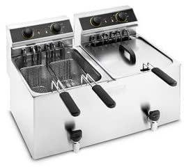Friggitrice elettrica banco 2 vasche 12+12 litri cm 66x49x42 RS1002