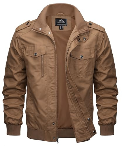 MAGCOMSEN Übergangsjacke Herren Jacke Übergang Jacket Cargo Herbstjacke | Leicht für Frühling Herbst,Stehkragen mit Taschen,Baumwollmix für Alltag,Blouson für Outdoor