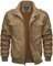 MAGCOMSEN Herren Outdoorjacke Militär Übergangsjacke Atmungsaktiv Army Feldjacke Herren Stehkragen Cargojacke mit Multi Taschen Winddicht Arbeitsjacke Khaki S
