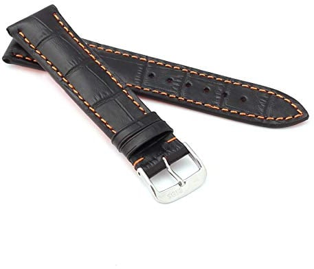 RIOS 1931 Unisex Uhrenarmband Alligator Style Modell Vegas 20 mm Schwarz/orange