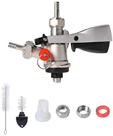 S Type keg Coupler, S keg Coupler Beer Dispenser for Home Brewing, with Safety Pressure Relief Valve Beer Dispenser Keg Coupler and 2 pcs Special Cleaning Brush - Home Brewing (1 Set)