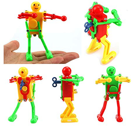5 Pcs Funny Spring Wind-up Dancing Walking Robot Toy for Kids, Robot Playset for Kids Role Playing, Robots Theme Party Activity