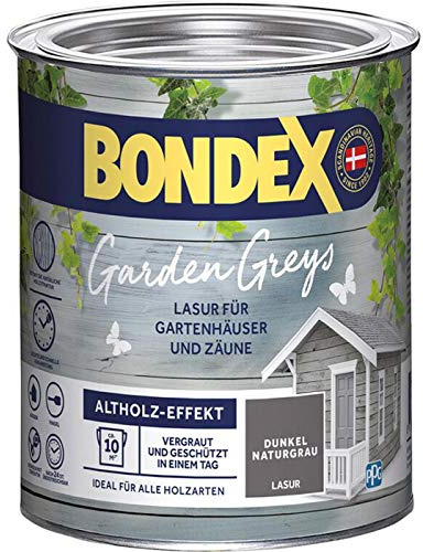 Bondex 434130 Garden Greys Lasur dunkel naturgrau 0,75 L für 10 m² - Altholz-Effekt - Betont die Holzmaserung - Vergraut und Schützt