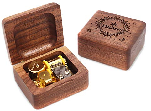 Youtang Die Eiskönigin Spieluhr Walnussholz Spieluhr zum Aufziehen goldener Mechanismus Geschenk-Box für Weihnachten, Geburtstag, Valentinstag