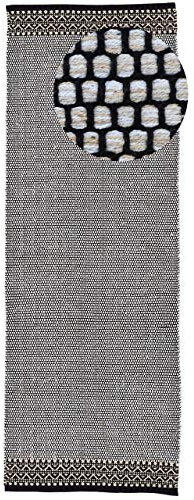 carpetfine Baumwollteppich Kelim Mia Läufer Beige 80x300 cm | Moderner Teppich für Wohn- und Schlafzimmer