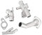 Kit flangia tubo refrigerante motore in alluminio 4 pezzi/set adatto per Mk4 1.8T 2000-2005 06A121132A (Flangia tubo di raffreddamento + Raccordo a T refrigerante + Coperchio alloggiamento term