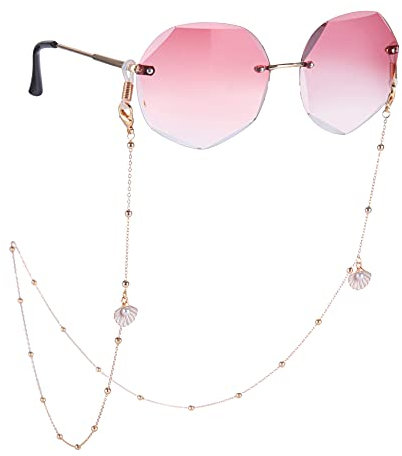 LIKGREAT Maskenkette Brillenkette Perlen Brillenkette Halter Strap Obst Sonnenbrille Kette Gold Brillenkette Lanyard Brillenband Halskette für Frauen Brillenhalter (Nachgemachte Perle)