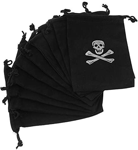 Milisten Piratenbeutel Kordelzug: Schatzbeutel Kordelzug 10PCS Halloween Piratentasche Piratenparty-Taschen 11 * 15CM Aufbewahrungstasche FüR SüßIgkeiten