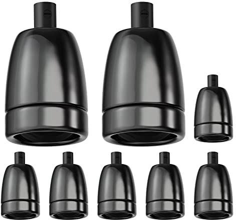 ledscom.de 8 pièces E27 douille, porcelaine, noir, 230V AC, max. 300W