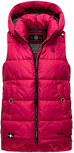 MARIKOO Damen Weste Outdoor gesteppt Jacke Steppweste Windbreaker Kapuze XS - XXL ZARINAA (Fuchsia, XS)