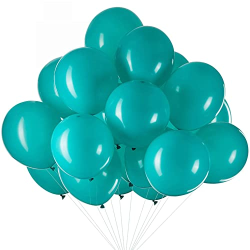 50 Stück 12 Zoll Luftballons Türkis, Türkis Latex Helium ballons für Party Deko(Ø 30 cm)