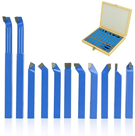 11 Stück Hartmetall Drehstahl Satz, 12X12mm Drehmeißel Set, Drehmaschine Meißel Kit, Drehmaschine Drehwerkzeuge Fräsen Schneidwerkzeug Set, Hartmetallspitze Wendeplatten-Drehmeißel