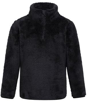 Mountain Warehouse Teddy Kids Unisex Half-Zip Fleece - Lightweight, Breathable, Warm & Cosy, Boys & Girls, Sweatshirt - Best for Camping, Outdoors, Travelling Black Kids Size 7-8 Years