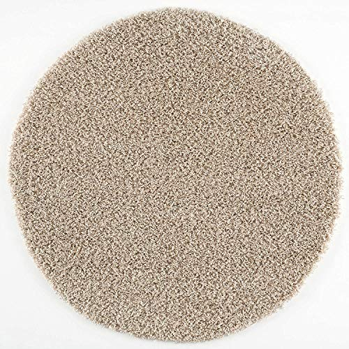 Muratap Teppich Wohnzimmer Modern - Loca Shaggy - Hochflor Teppich Weich und Warm Schmutzabweisend und Pflegeleicht Wohnzimmerteppich - Große: 80 cm - Rund - Farbe: Beige