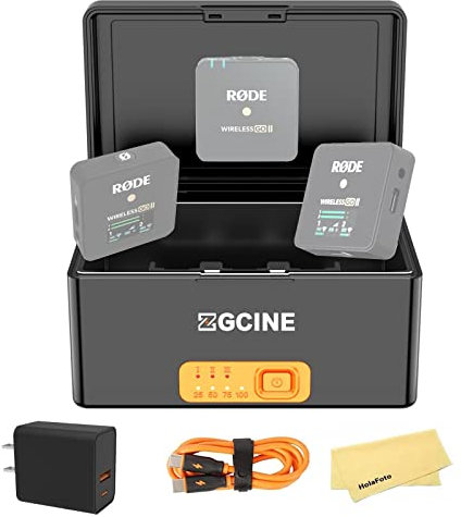 Boîtier de Charge sans Fil ZGCINE R30 Pro Compatible avec Le Microphone sans Fil Rode Go I/II, Prise en Charge de la Charge inversée, Charge Rapide 3 emplacements avec Batterie intégrée de 3400mAh