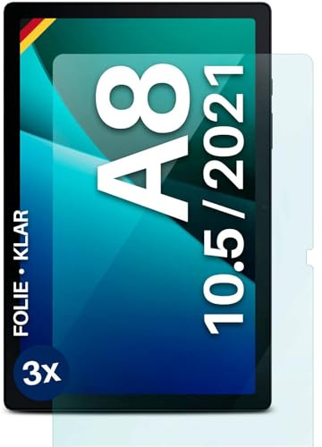 moex FlexProtect Schutzfolie kompatibel mit Samsung Galaxy Tab A8 (2021) Displayschutz nur 0.2 mm dünn, Folie für das Display, HD Ultra klar und extra kratzfest - 3 Stück