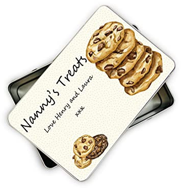 allaboutthebump Personalised Nanny's Sweet Biscuit Cookie Treat Tin for Mum | Nanny | Aunty (19.5cm x 12.5cm x 5.5cm) [Ideal Christmas, Mothers Day or Birthday Gift Present] Bits and Bobs
