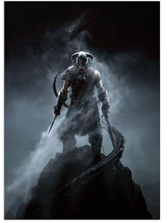 Displate Offiziell Elder Scrolls Skyrim MetallPoster Magnetische Befestigung Inklusive Lizenziert Bilder Hochwertiges Poster Skyrim Key Art - Dragonborn Poster 67.5 cm x 48 cm