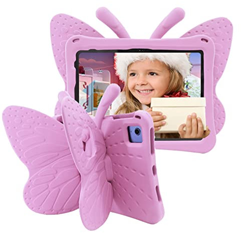 Tading Kids Case for iPad (A16) 11th Generation 11 Inch 2025/iPad 10th Generation 10.9 Inch 2022, Cute Butterfly Children Friendly Soft EVA Foam Protective Stand Cover for Girls - Pink