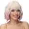 PARXITN Kurze Bob Perücke mit Pony Natürliches Ombre Valentine Rosa Synthetisches Haar Bunt Täglich Party Halloween Cosplay Gewellte Lockige Perücken für Frauen
