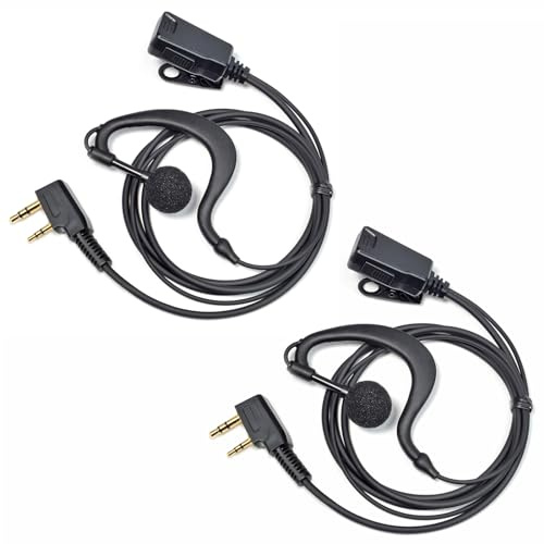 Talkie-walkie Oreillette 2 Pin Micro PTT pour Garde du Corps de sécurité | Compatible avec Kenwood eSnic Retevis Baofeng UV-5R Oreillette Radio