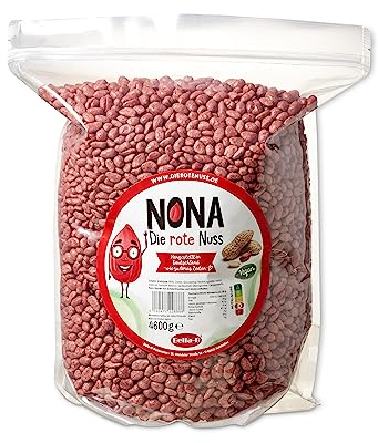 NONA Die rote Nuss - 4600g Beutel - geröstete dragierte Erdnüsse mit rotem Zuckerüberzug - Partysnack - Süße Nüsse - Die roten Erdnüsse - Einzigartiger Geschmack - Deutsche Produktion