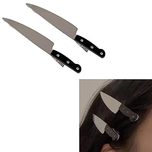Mini Messer Haarspange Halloween Messer Haarspangen Kostüm Cosplay Gothic Haarschmuck für Frauen Mädchen Punk Messer Haarspangen Haarnadel Halloween Goth Horror Haarspangen 2 Stück