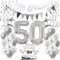 Silber Geburtstagsdeko 50 Jahre Frau Mann,ballon 50 Geburtstag Frauen Deko, Luftballons 50. Geburtstag Deko Frau silber,Party Deko 50. Geburtstag Männer Tortendeko 50 Geburtstag Frau Mann deko