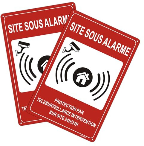 2pcs Panneaux de Sécurité Vidéo surveillance panneau - Panneaux de sécurité Plaque - 20 x 30 cm - Rouge