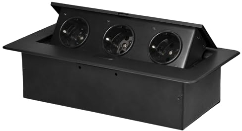Miratic Schreibtisch Steckdose Tischsteckdose Versenkbar Modern Steckdose Versenkbar mit Flachem Rand 3 Schuko-Steckdosen Max.Belastung 3680W - Wird ohne Kabel Verkauft