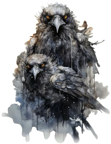 Samunshi® Wandtattoo Hugin und Munin Bunt Raben Wanddekoration Wandsticker nordische Legenden für Kinderzimmer Wohnzimmer Wikinger Wanddeko Odin23x30cm