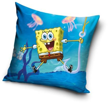 Carbotex Schwammkopf Spongebob Motiv Kissenhülle Kissenbezug 40x40 cm (SBOB224028)