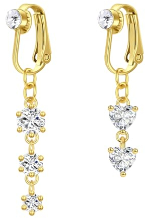 Rajnard Faux Piercing pour Nombril Faux Nombril en Acier Chirurgical Bijoux à Clipser pour Le Piercing du Nombril Barrettes de Boutons de Ventre en CZ