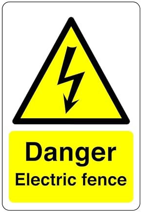 Safety First Display LTD Danger electric fence sign - 1.2mm Rigid plastic for indoor/outdoor usage (300mm x 200mm) Viewing Distance within 7m.